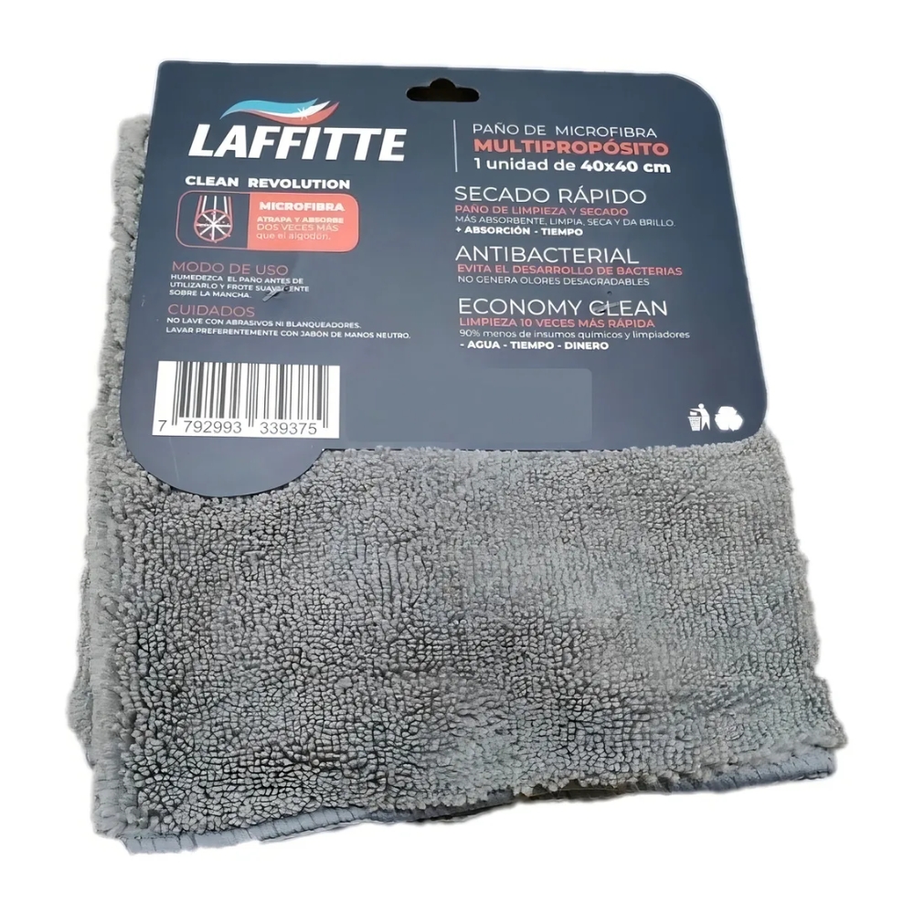 PAÑO DE MICROFIBRA 40x40 GRIS  LAFFITTE     1 U (9750)