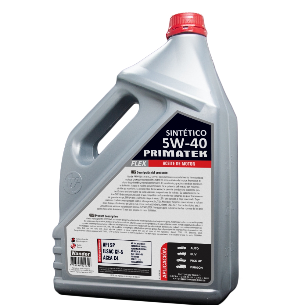 PRIMATEK FLEX 5W-40 API SP  WANDER  4L  4u (W1676)